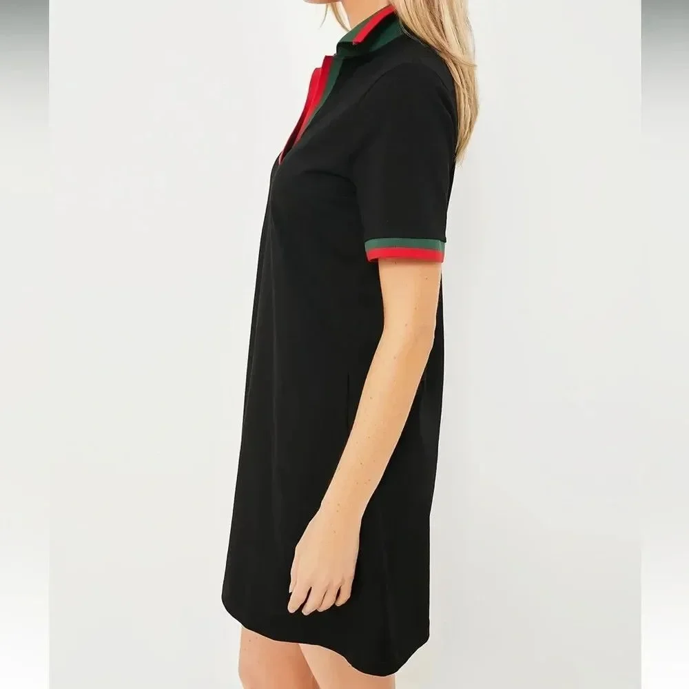 Tuckernuck Hutton Polo Dress XL Black Red Green Cotton Short Sleeve Pockets